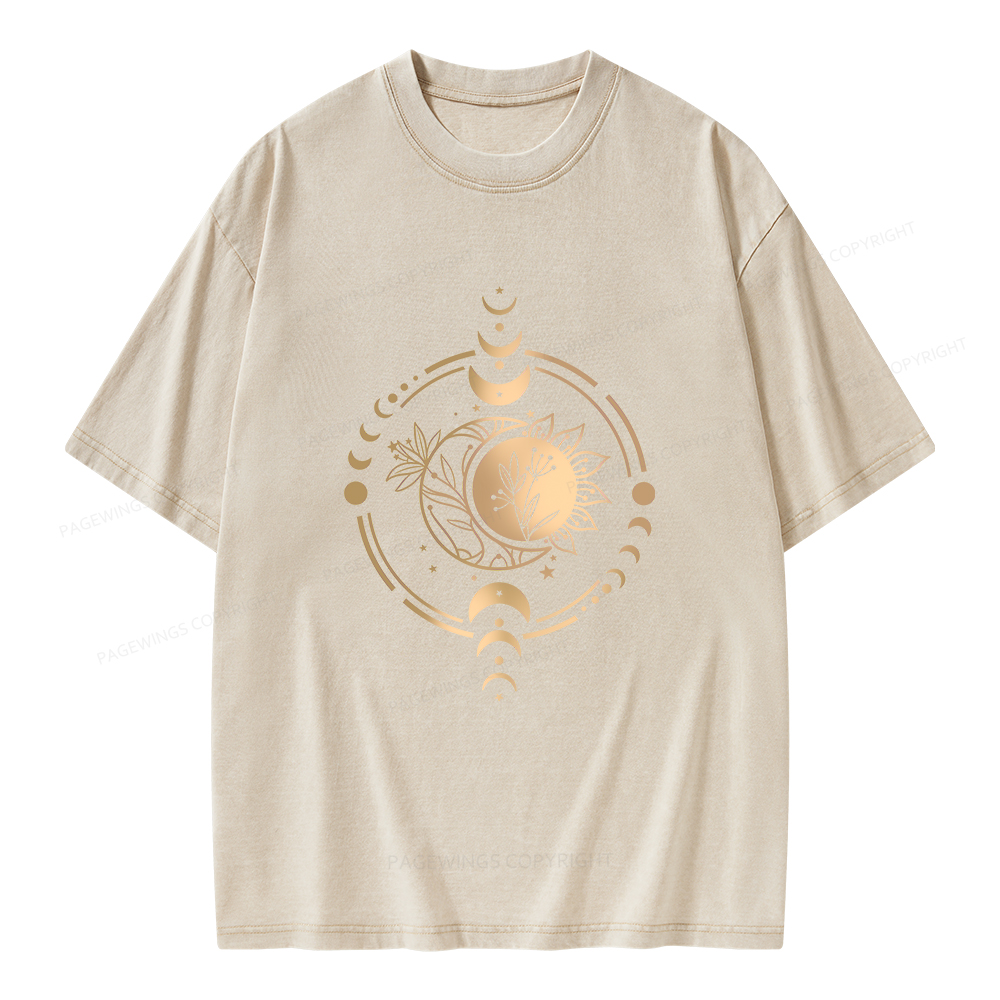 Pagewings Mystic Moon And Sun Unisex Washed T-shirt