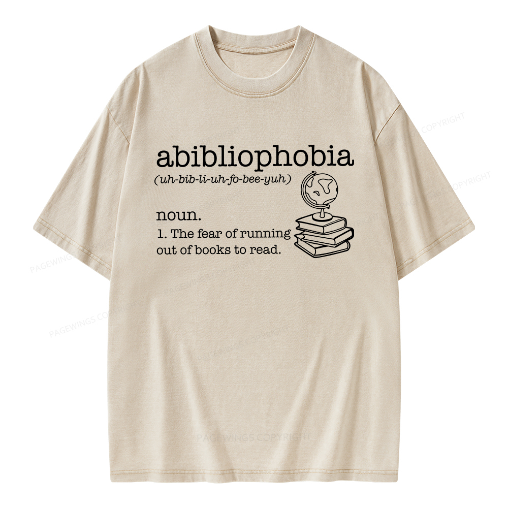 Pagewings Abibliophobia Unisex Washed T-shirt