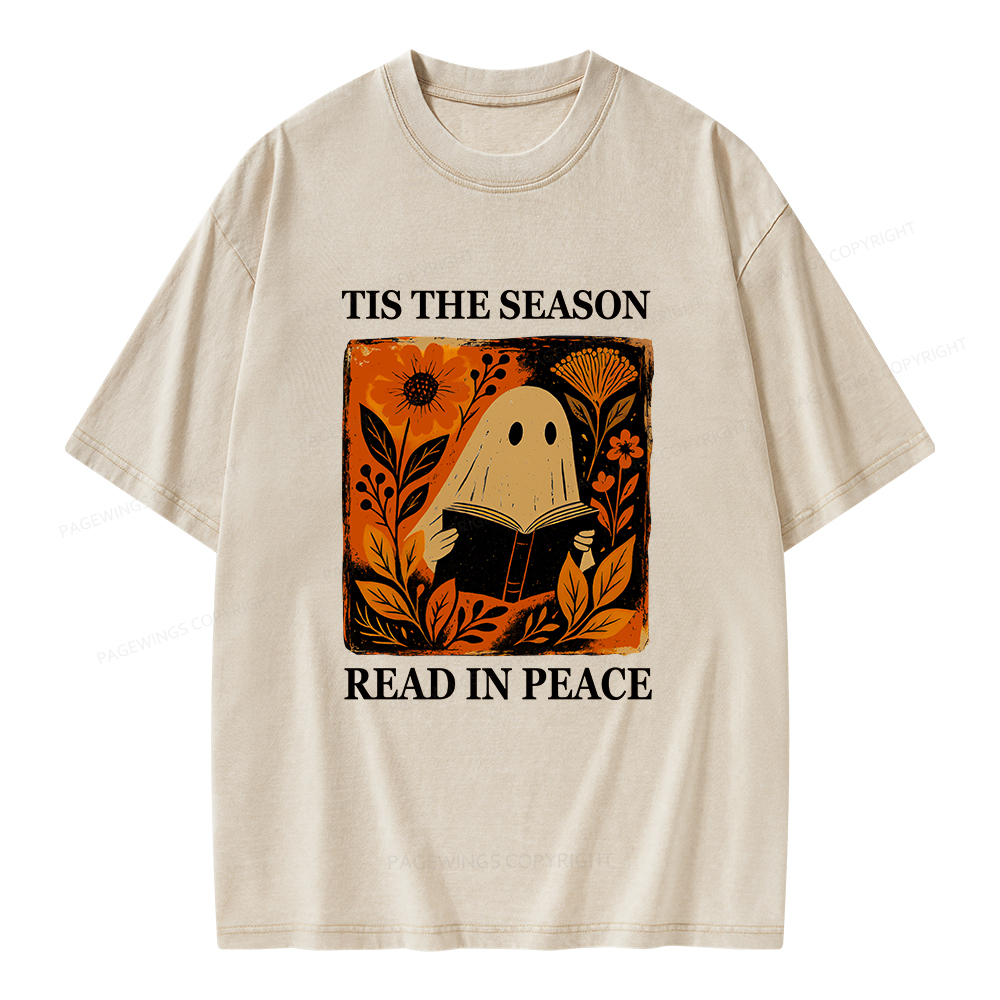 Pagewings Tis The Season Read In Peace Unisex Washed T-shirt