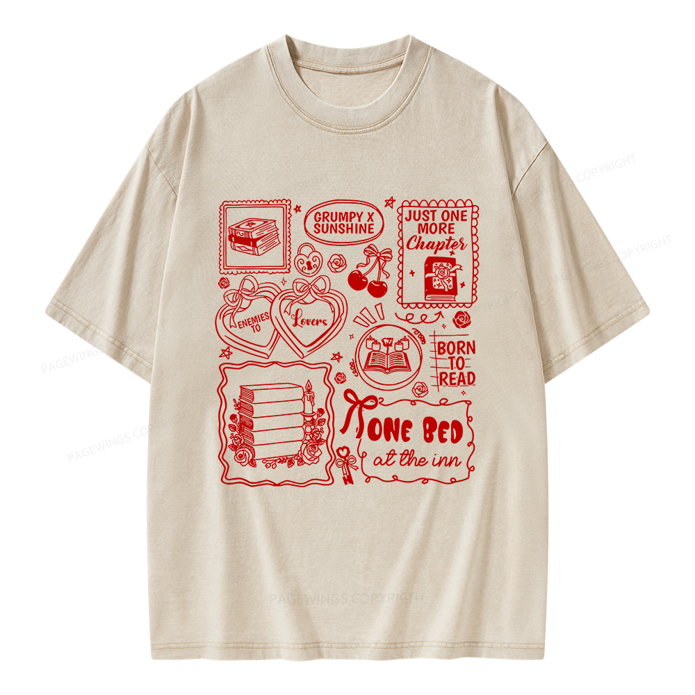Pagewings Romance Book Lover Unisex Washed T-shirt