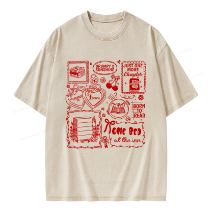 Pagewings Romance Book Lover Unisex Washed T-shirt