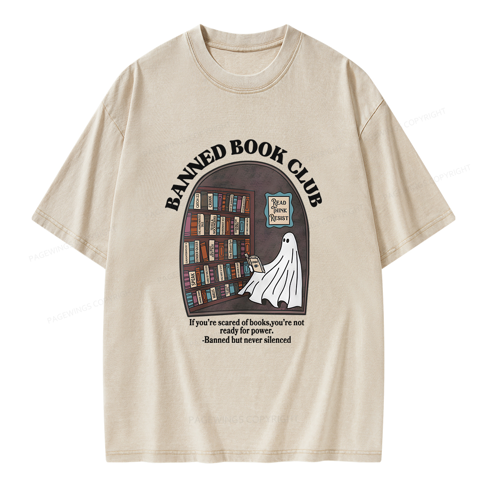 Pagewings Banned Book Club Unisex Washed T-shirt