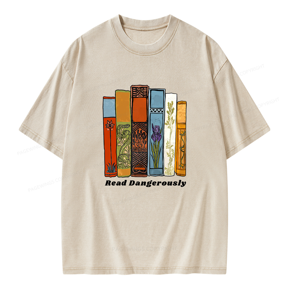 Pagewings Read Dangerously Unisex Washed T-shirt