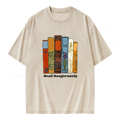 Pagewings Read Dangerously Unisex Washed T-shirt