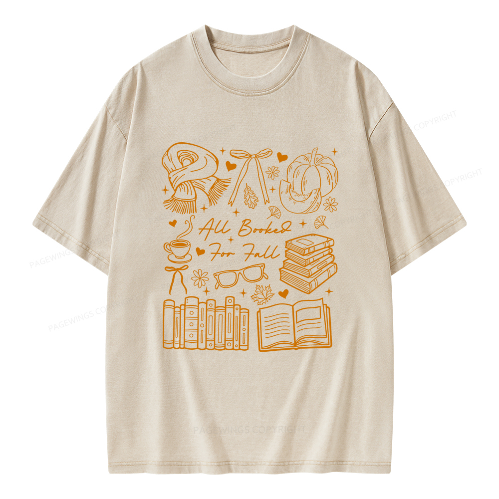 Pagewings All Booked for Fall Unisex Washed T-shirt