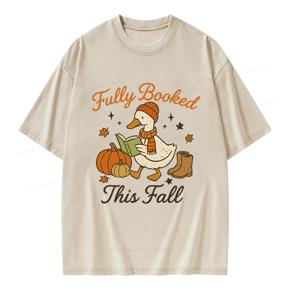 Pagewings Fully Booked This Fall Unisex Washed T-shirt