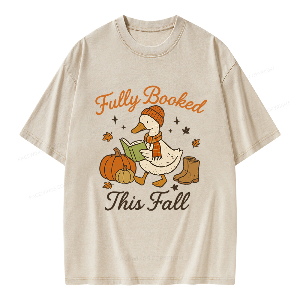Pagewings Fully Booked This Fall Unisex Washed T-shirt