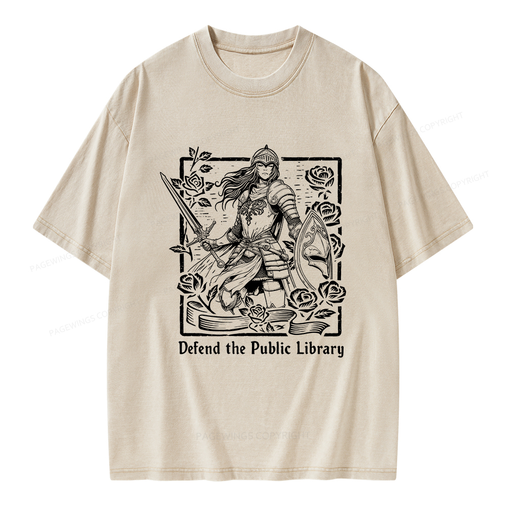 Pagewings Defend The Public Library Unisex Washed T-shirt