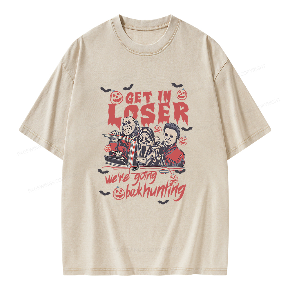 Pagewings We're Going Book Hunting Unisex Washed T-shirt