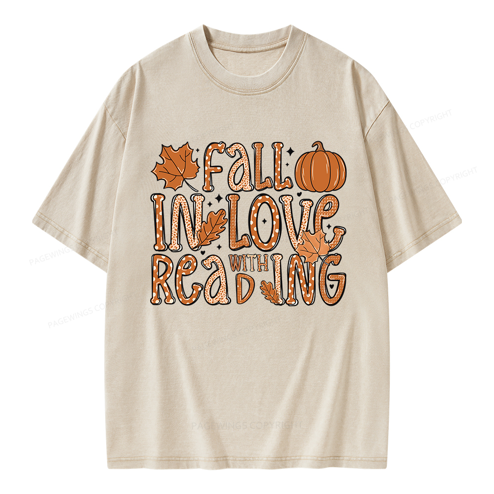 Pagewings Fall In Love With Reading Unisex Washed T-shirt