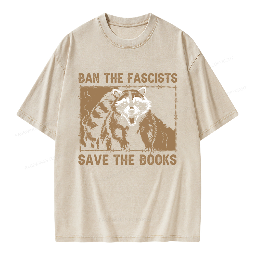 Pagewings Ban The Fascists Save The Books Unisex Washed T-shirt