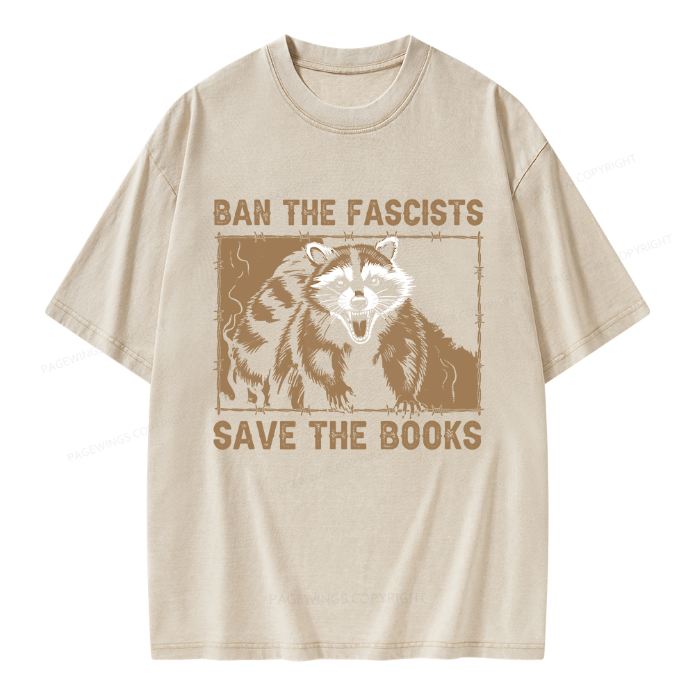 Pagewings Ban The Fascists Save The Books Unisex Washed T-shirt