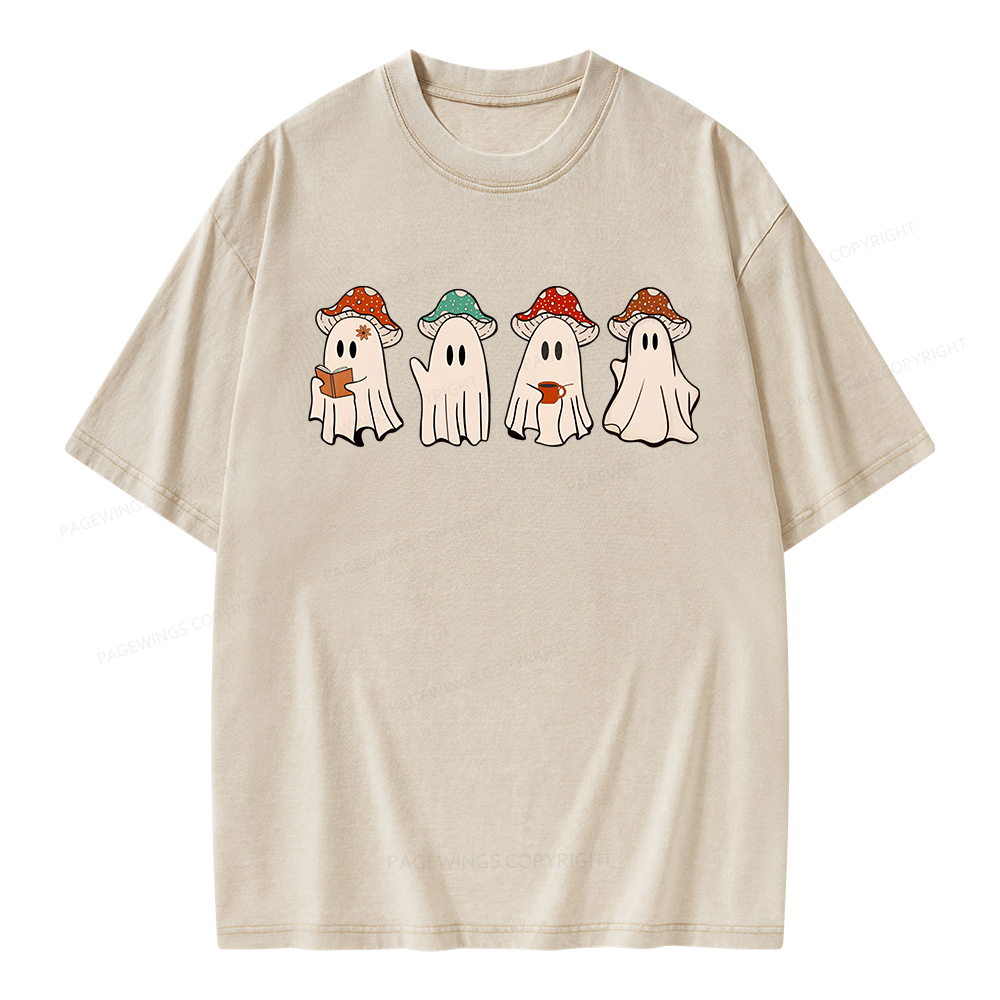 Pagewings Ghostly Bookworm Unisex Washed T-shirt