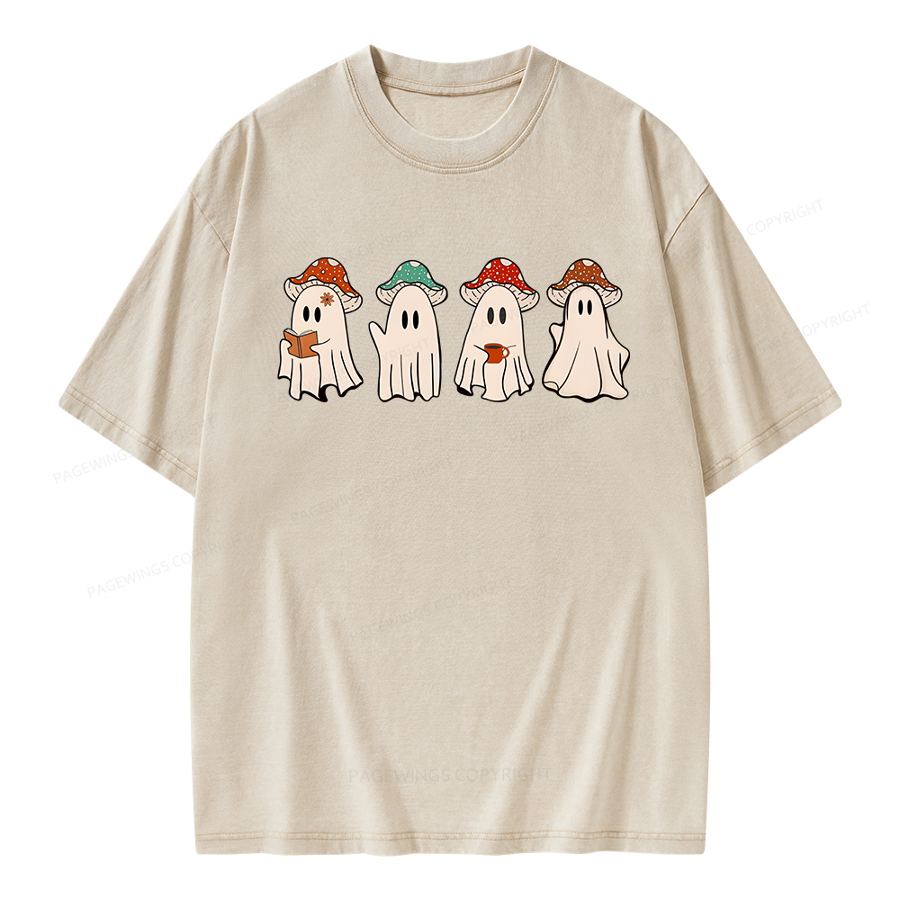 Pagewings Ghostly Bookworm Unisex Washed T-shirt