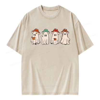 Pagewings Ghostly Bookworm Unisex Washed T-shirt