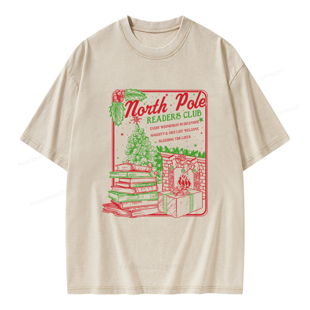 Pagewings Bookish Christmas Unisex Washed T-shirt