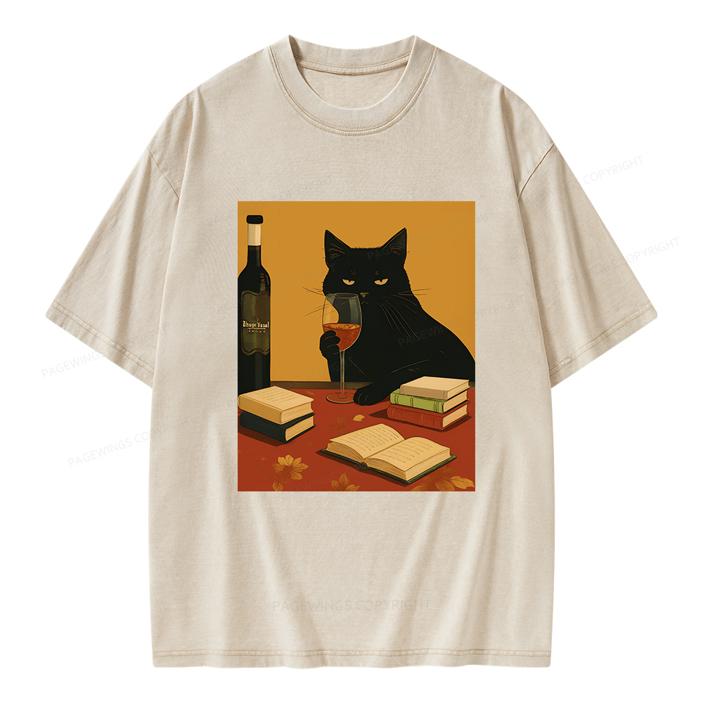 Pagewings Easily Distracted By Wine And Books Unisex Washed T-shirt
