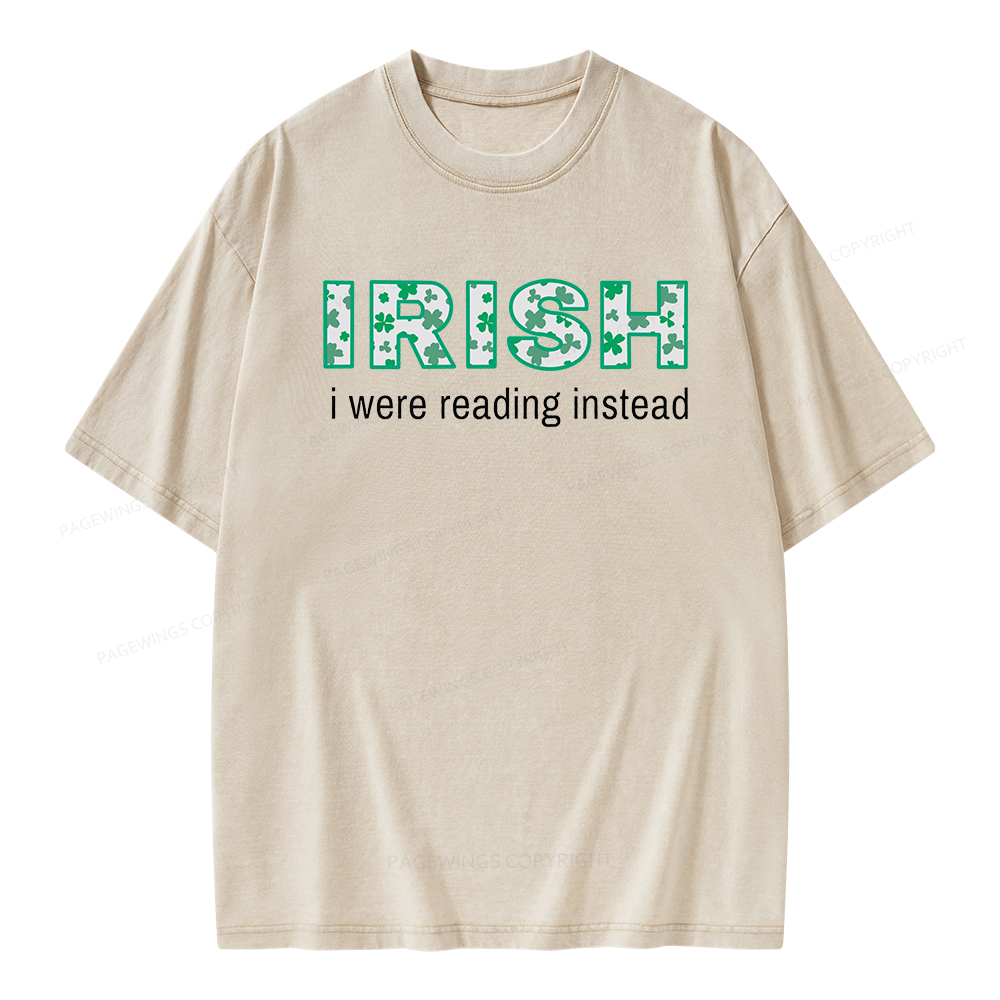 Pagewings St Patrick's Day Reading Teacher t Shirt Unisex Washed T-shirt