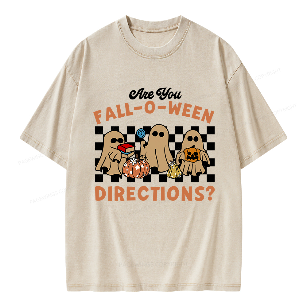 Pagewings Are You Fall-O-Ween Directions Unisex Washed T-shirt