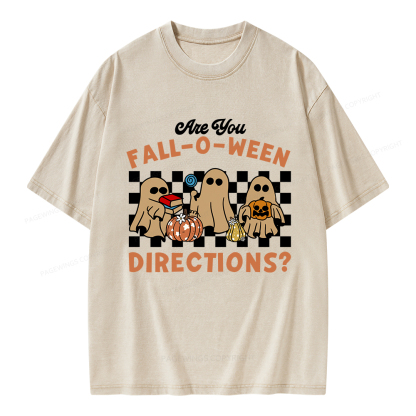 Pagewings Are You Fall-O-Ween Directions Unisex Washed T-shirt