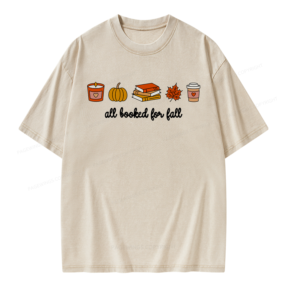 Pagewings All Booked For Fall Unisex Washed T-shirt