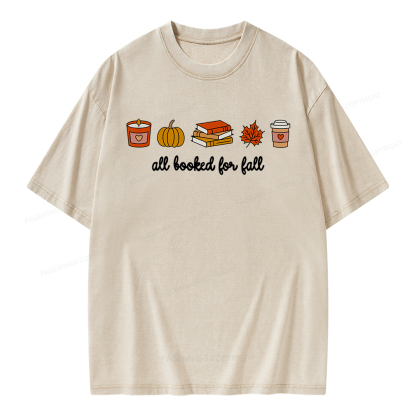 Pagewings All Booked For Fall Unisex Washed T-shirt