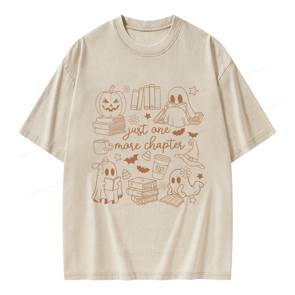 Pagewings Just One More Chapter Ghost Books Unisex Washed T-shirt