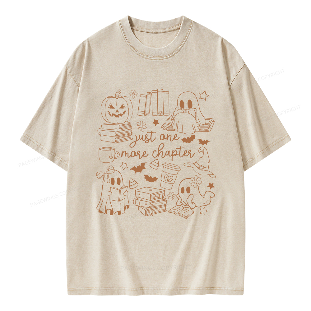 Pagewings Just One More Chapter Ghost Books Unisex Washed T-shirt