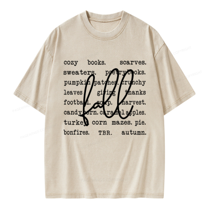 Pagewings Fall Cozy Season Book Lover Unisex Washed T-shirt