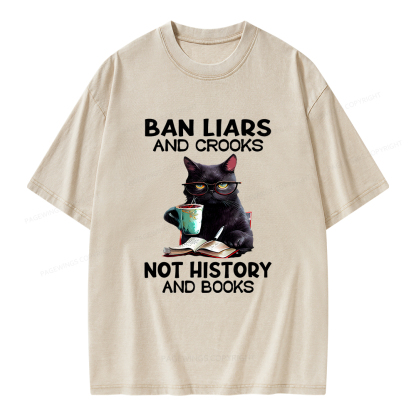 Pagewings Ban Liars And Crooks Not History And Books Unisex Washed T-shirt