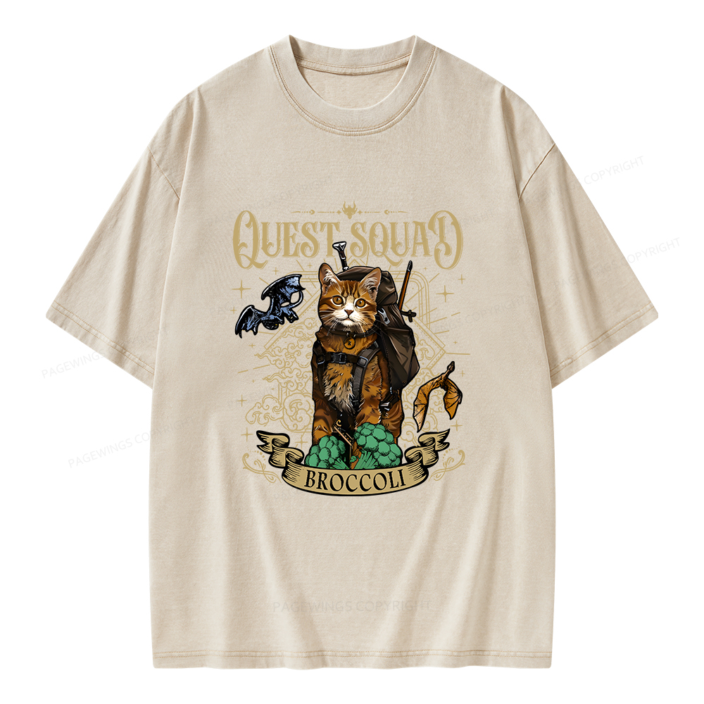 Pagewings Quest Squad Broccoli Unisex Washed T-shirt