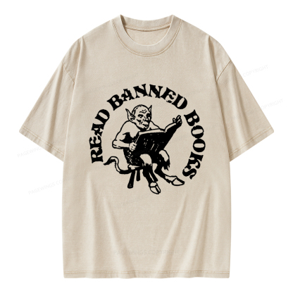 Pagewings Read Banned Books Unisex Washed T-shirt