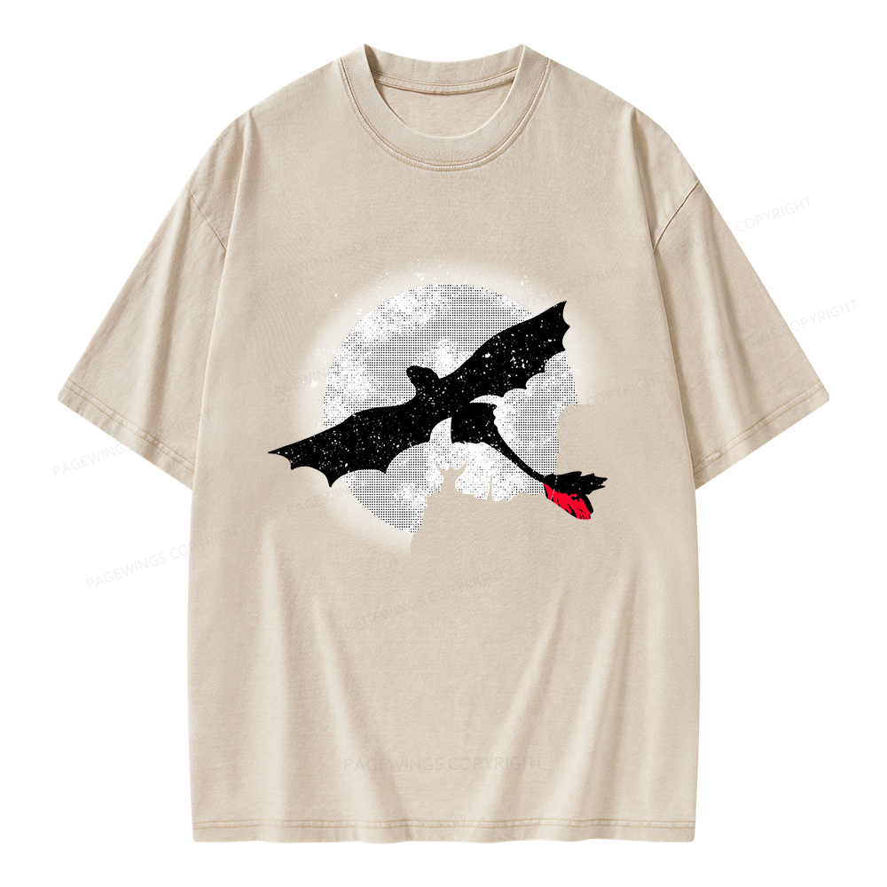 Pagewings Moonlight Dragon Rider Unisex Washed T-shirt