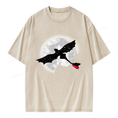 Pagewings Moonlight Dragon Rider Unisex Washed T-shirt