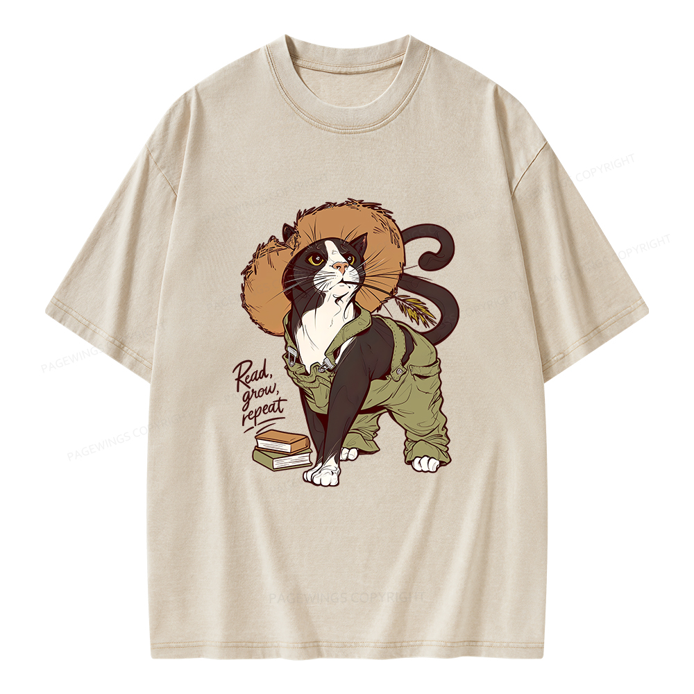Pagewings Read, Grow Repeat Unisex Washed T-shirt