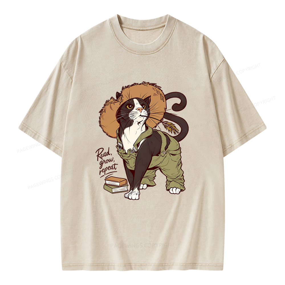 Pagewings Read, Grow Repeat Unisex Washed T-shirt