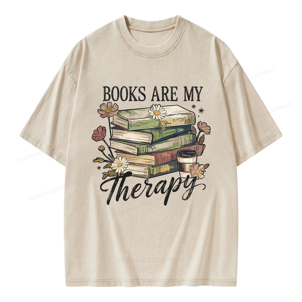 Pagewings Books Are My Therapy Unisex Washed T-shirt