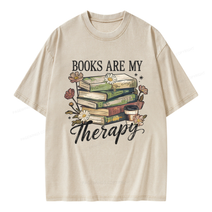 Pagewings Books Are My Therapy Unisex Washed T-shirt