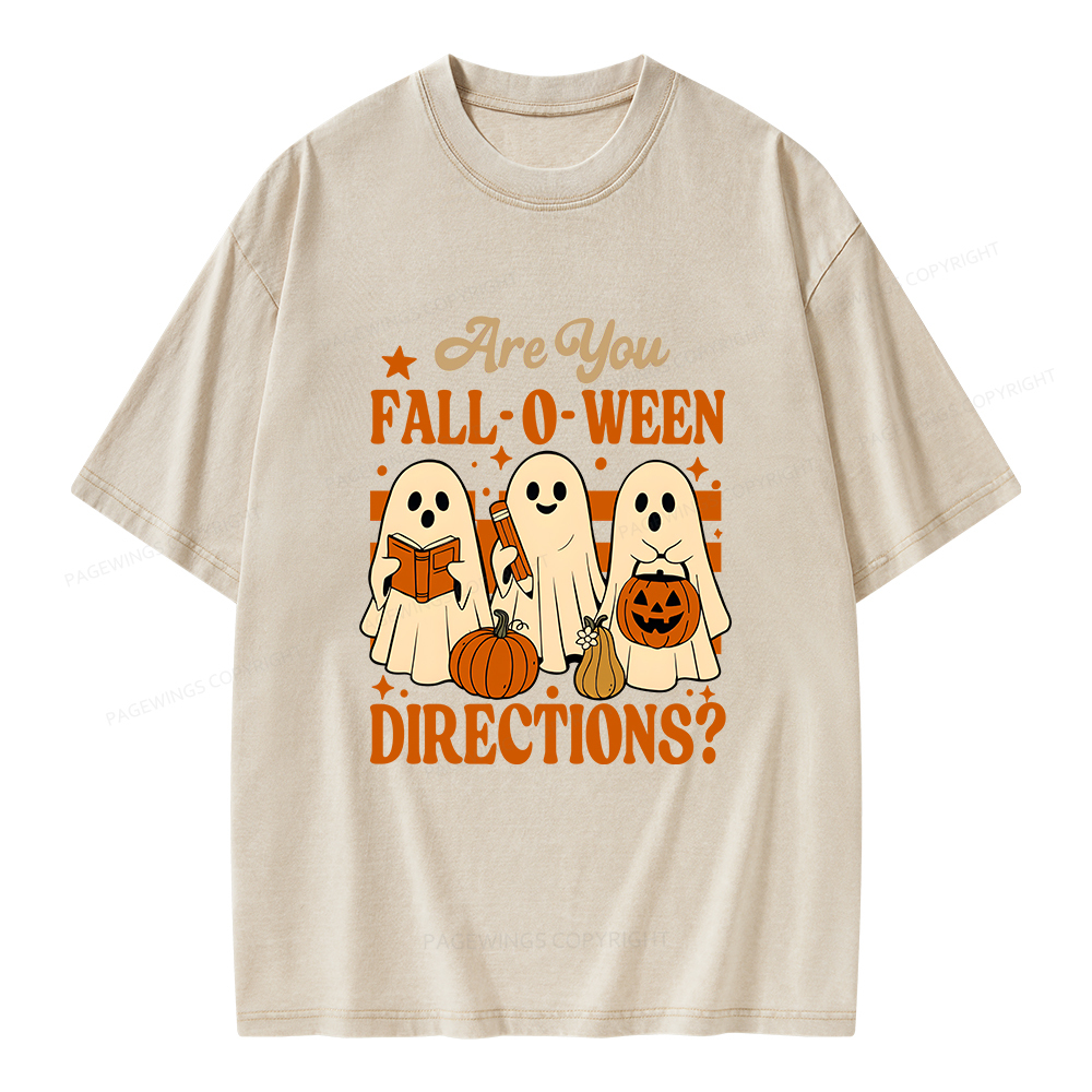 Pagewings Are You Fall O Ween Directions Unisex Washed T-shirt