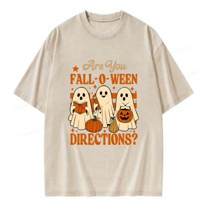 Pagewings Are You Fall O Ween Directions Unisex Washed T-shirt