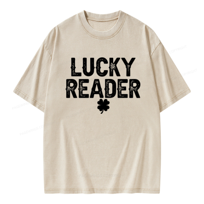 Pagewings Lucky and Lucky Fucker Graphic Tees Unisex Washed T-shirt