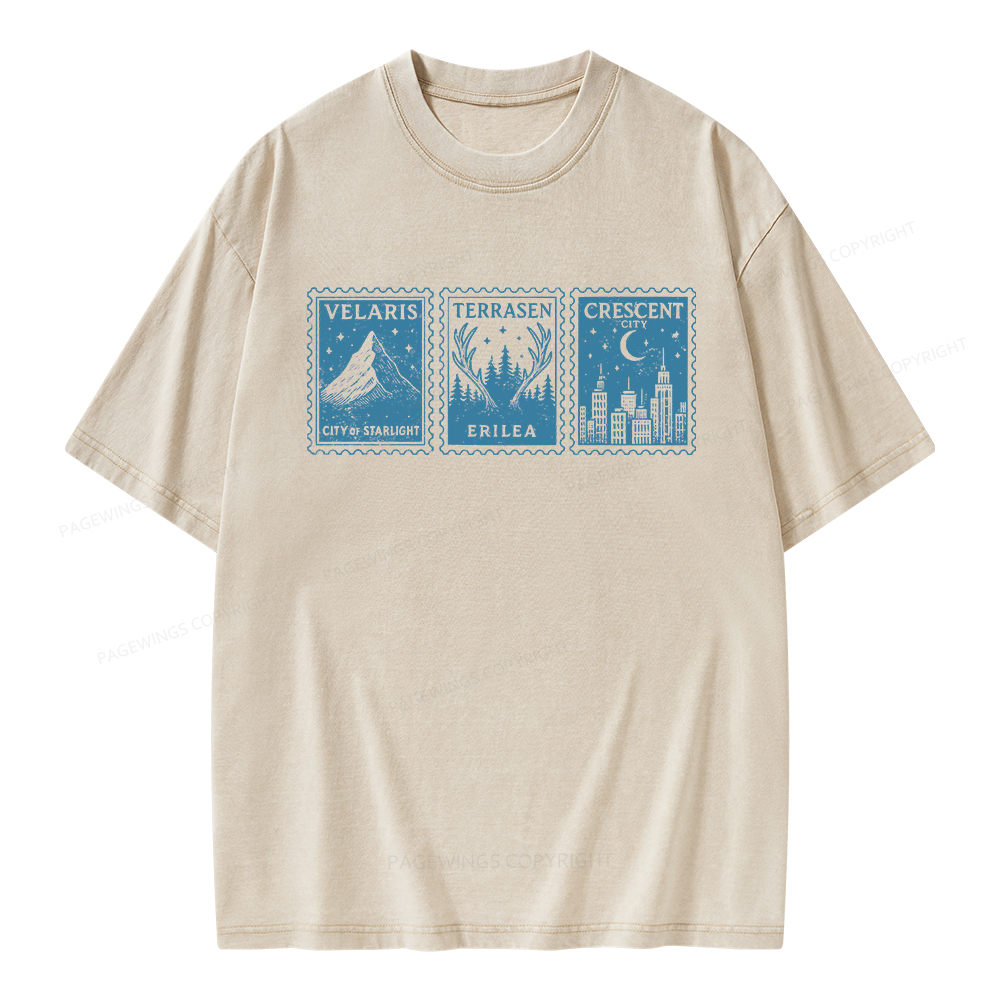 Pagewings Crescent Postcard  Unisex Washed T-shirt