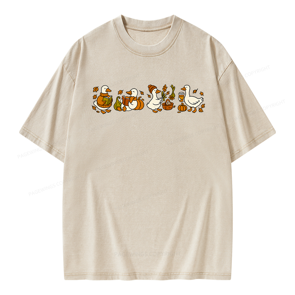 Pagewings Fall Goose Unisex Washed T-shirt