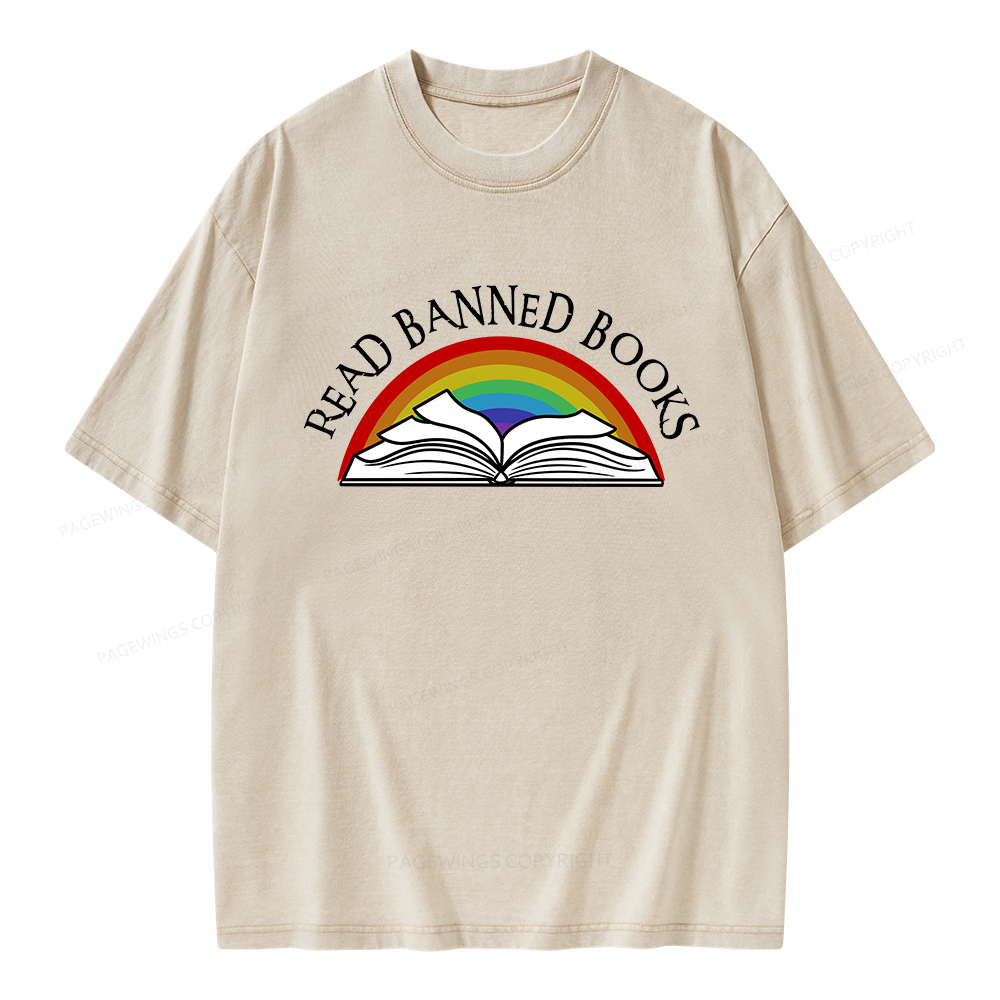 Pagewings Read Banned Books Unisex Washed T-shirt