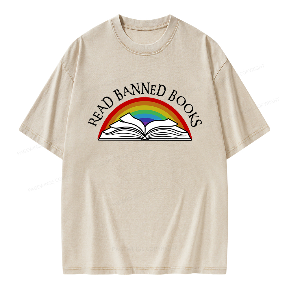 Pagewings Read Banned Books Unisex Washed T-shirt