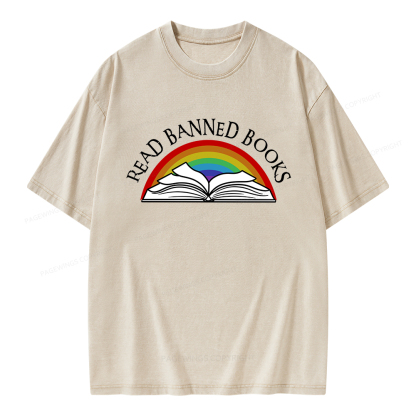 Pagewings Read Banned Books Unisex Washed T-shirt