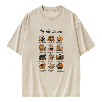 Pagewings Halloween 2025 Literary Girl Unisex Washed T-shirt