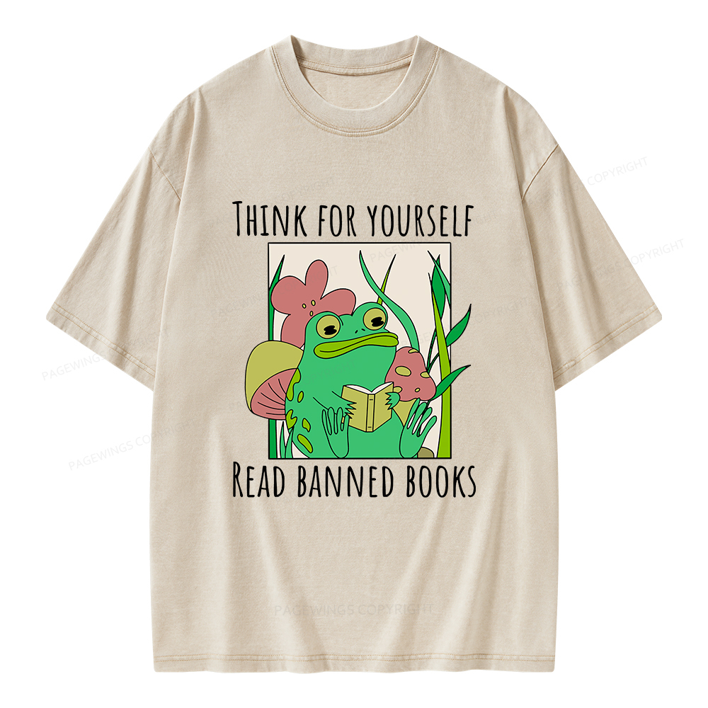Pagewings Think For Yourself Read Banned Books Unisex Washed T-shirt