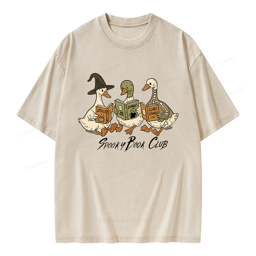 Pagewings Spooky Book Club Unisex Washed T-shirt