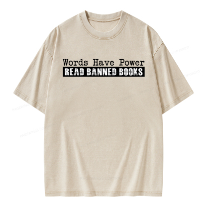 Pagewings Read Banned Books Words have Power Unisex Washed T-shirt